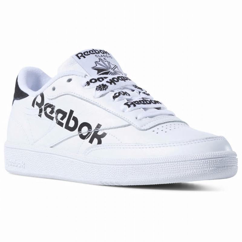 Tenisi Reebok Club C 85 Dama Albi/Negrii Romania AC6731PY